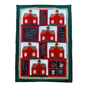 VTG Handmade School Days Quilt ‘90 Cincinnati Ohio For Joyce Hensel Complete